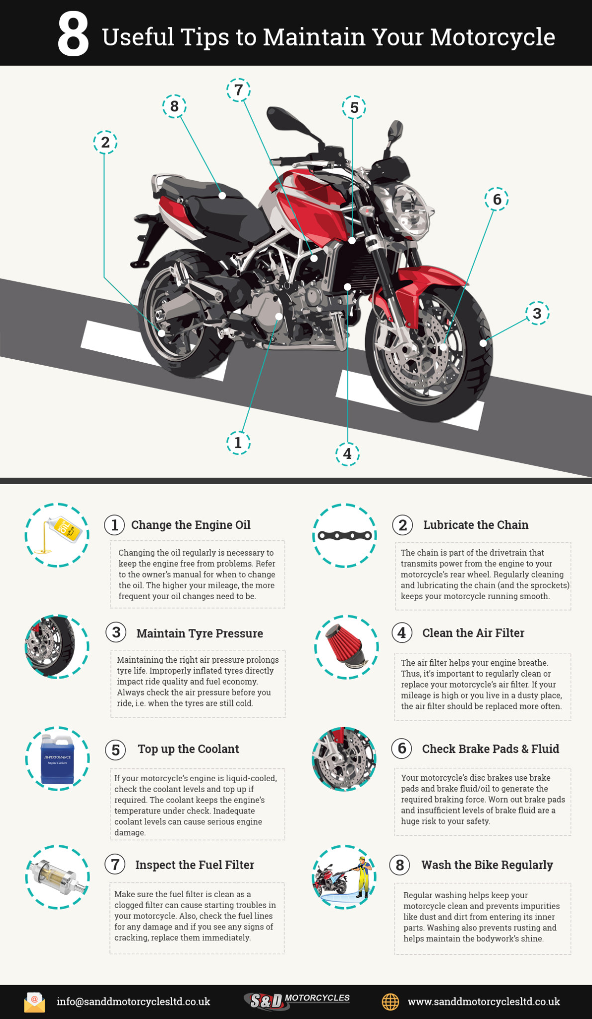 8 Useful Tips To Maintain Your Motorcycle - Infographic Website